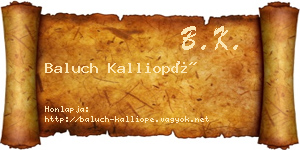Baluch Kalliopé névjegykártya